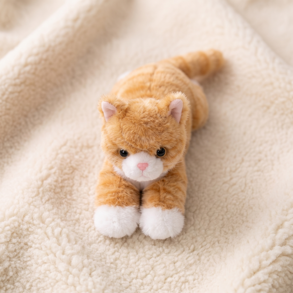 Realistische liggende rode kat knuffel