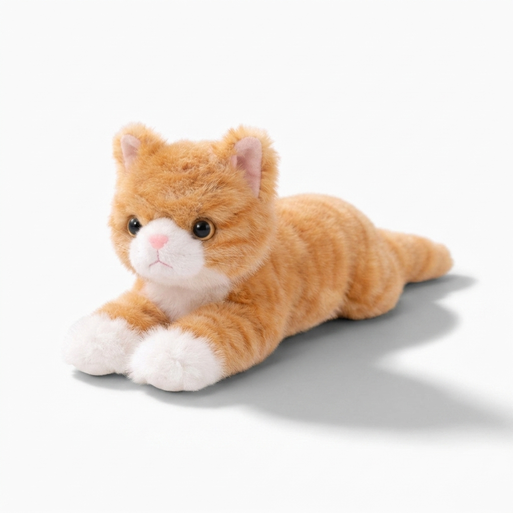 Realistische liggende rode kat knuffel