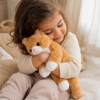Realistische liggende rode kat knuffel