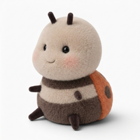 Kawaii lieveheersbeestje knuffel beige en oranje