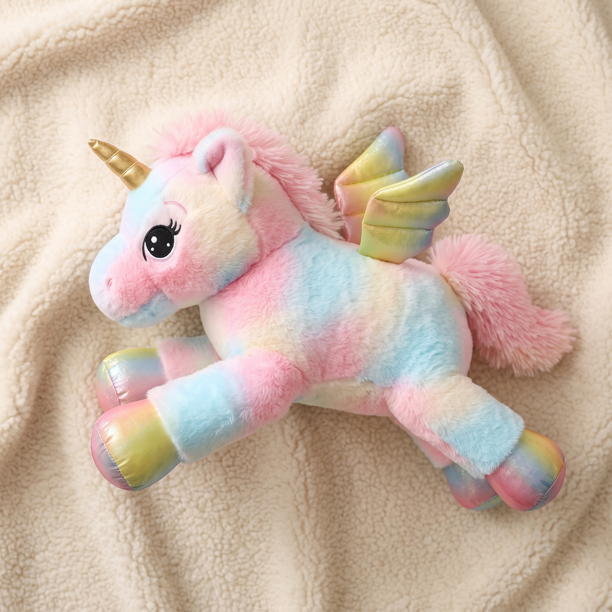 Reusachtige eenhoorn knuffel regenboog pastel 60 cm
