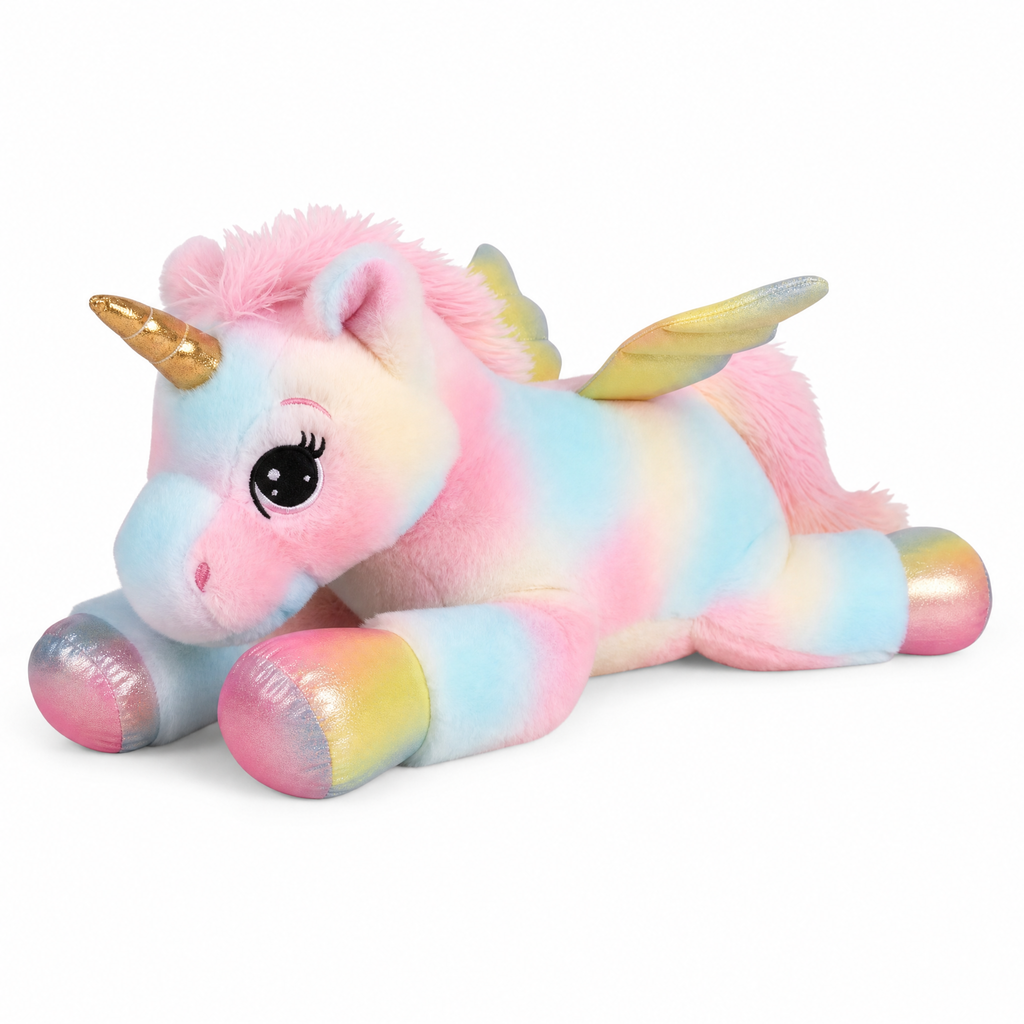 Reusachtige eenhoorn knuffel regenboog pastel 60 cm