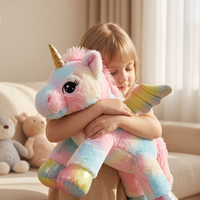 Reusachtige eenhoorn knuffel regenboog pastel 60 cm