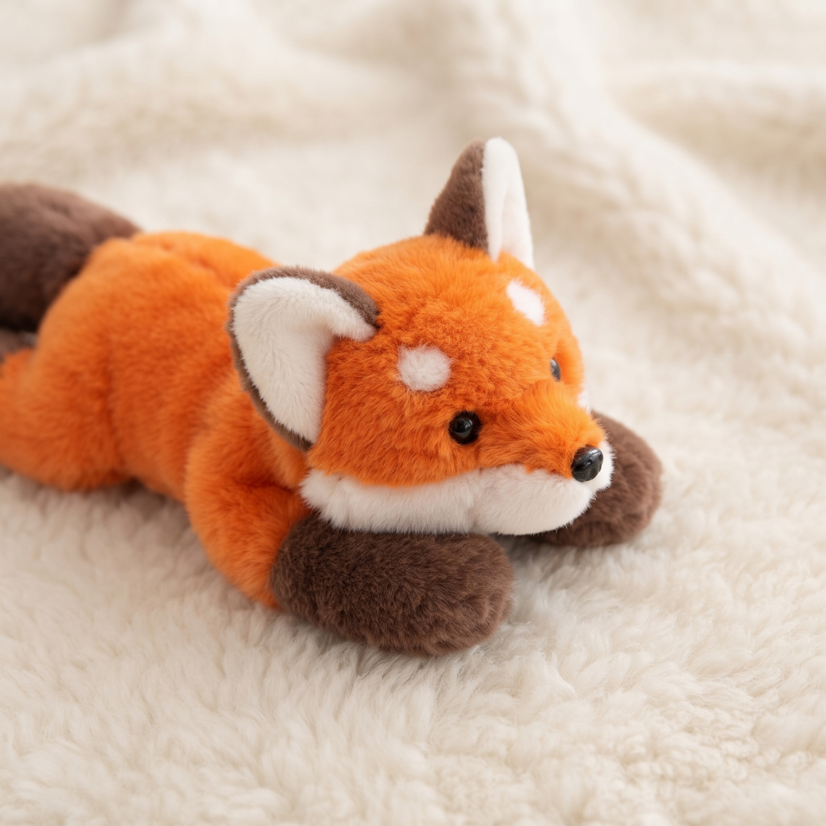 Liggende oranje vos knuffel