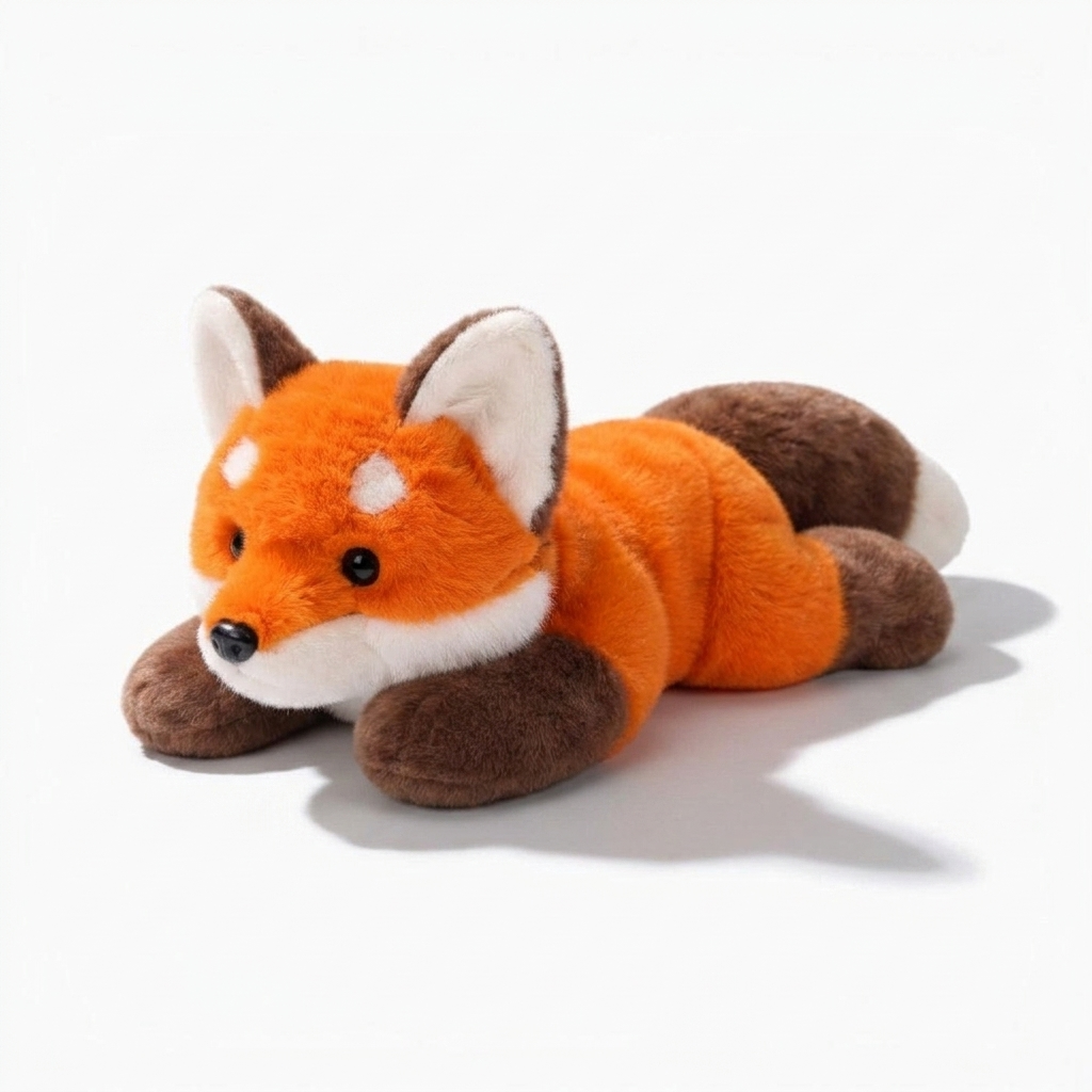 Liggende oranje vos knuffel