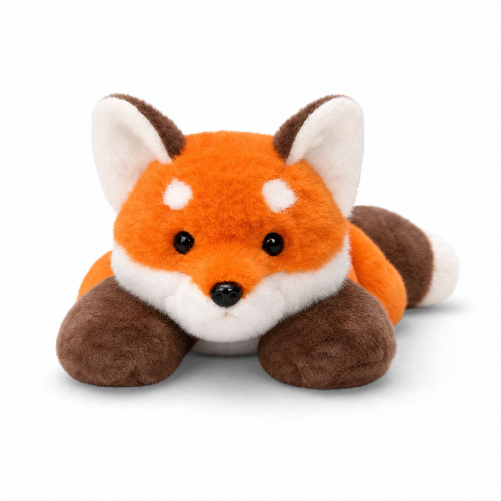 Liggende oranje vos knuffel