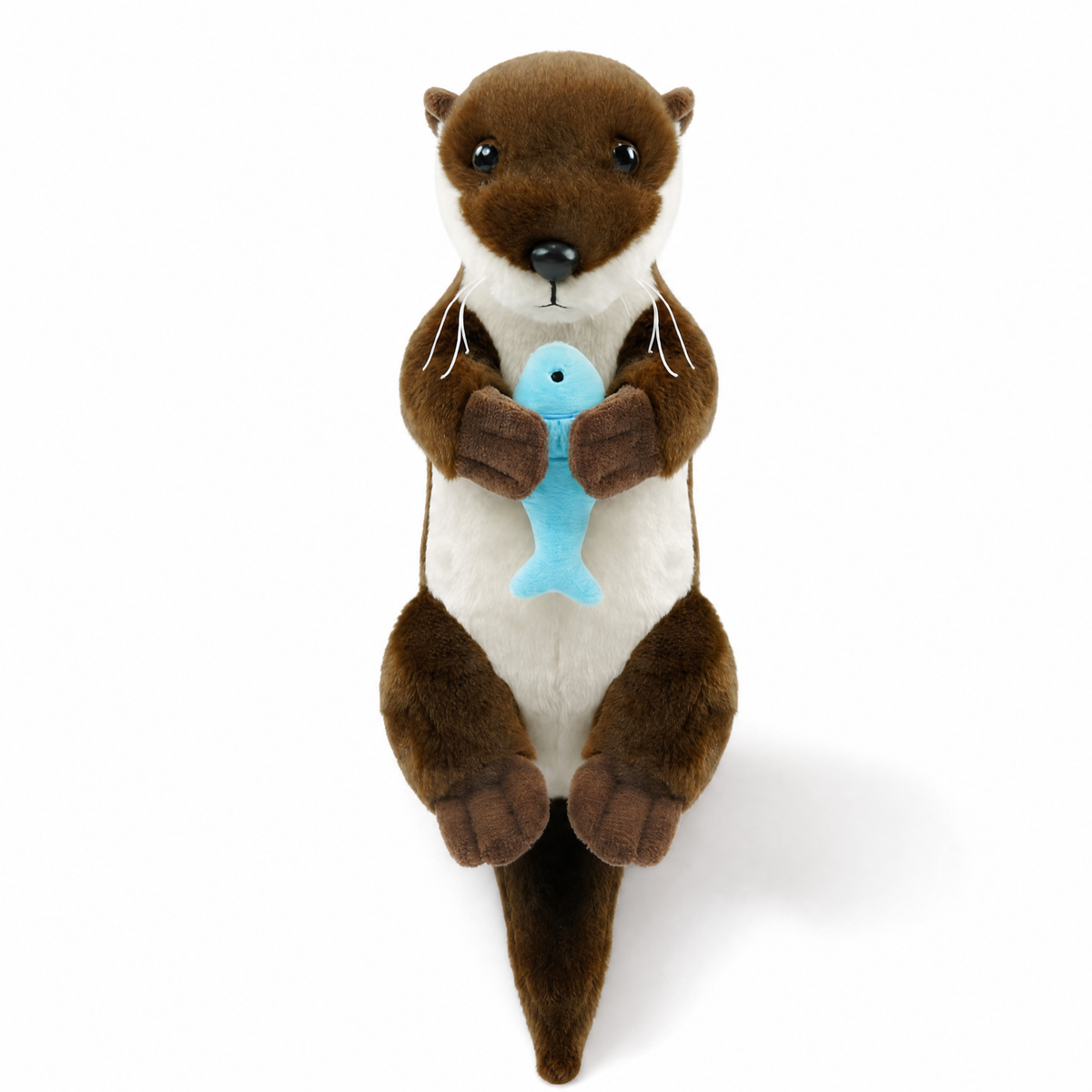 Liggende otter knuffel met vis Plushie Planet