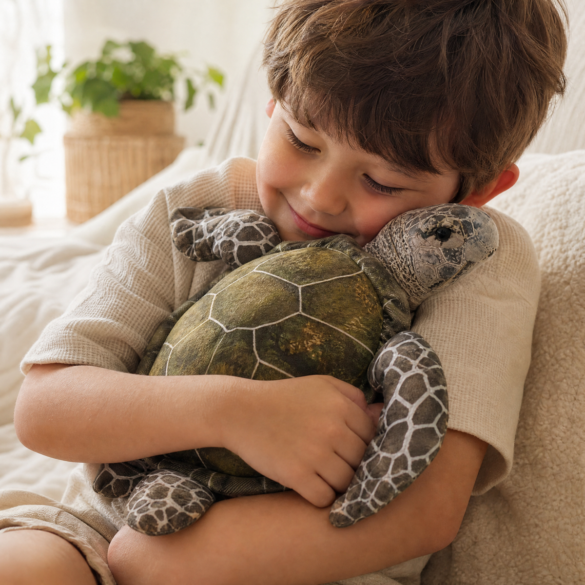 Realistische grijze zeeschildpad knuffel