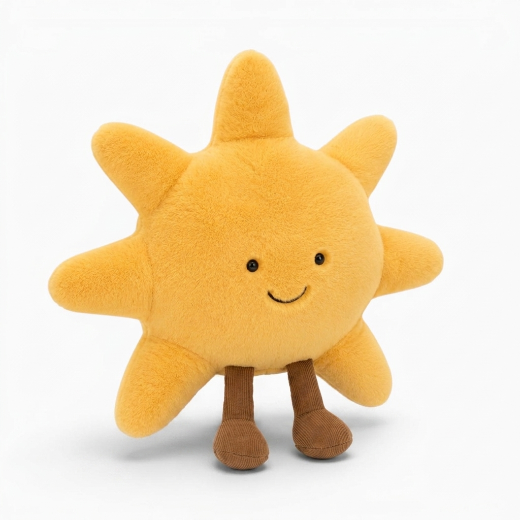 Lachende zon knuffel van zacht fluweel