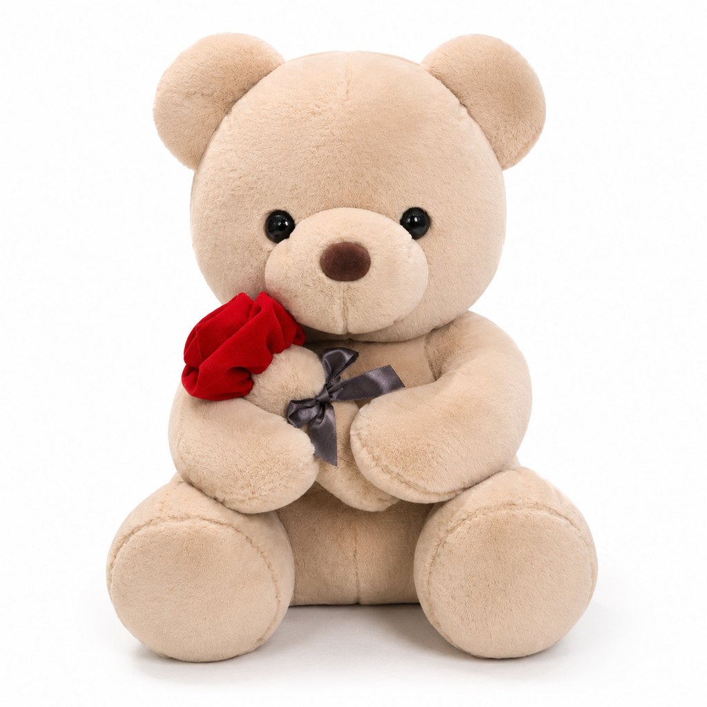 Valentijn teddybeer knuffel met rode roos
