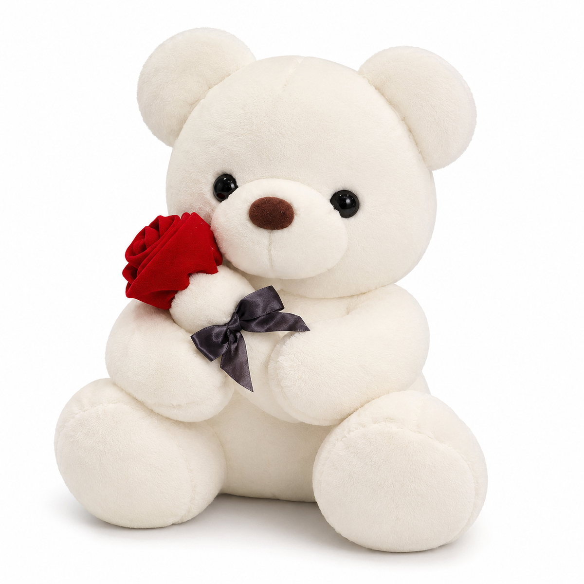 Valentijn teddybeer knuffel met rode roos