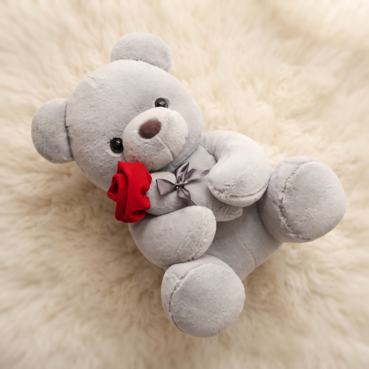 Valentijn teddybeer knuffel met rode roos