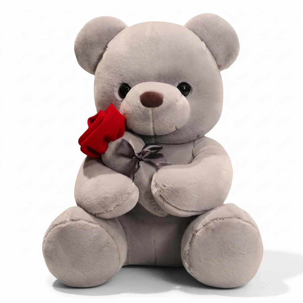 Valentijn teddybeer knuffel met rode roos