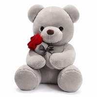 Valentijn teddybeer knuffel met rode roos