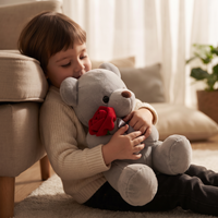 Valentijn teddybeer knuffel met rode roos