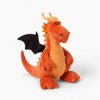 Oranje draak knuffel met zwarte vleugels