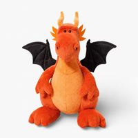 Oranje draak knuffel met zwarte vleugels