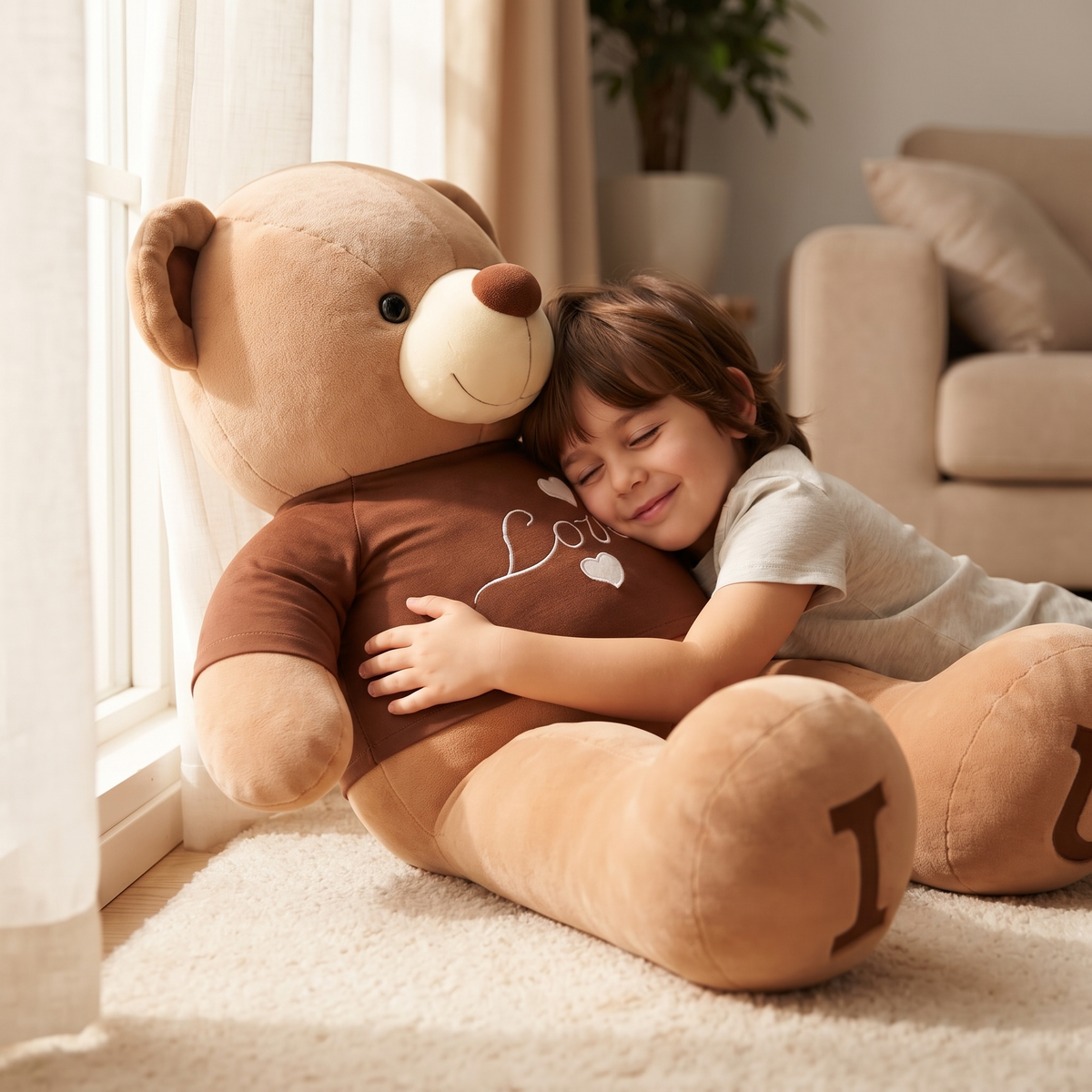 Reusachtige beer knuffel met T-shirt Love