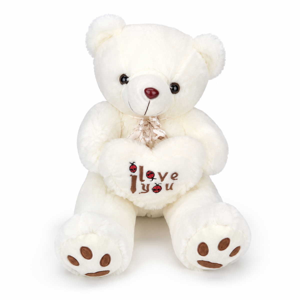 Pluizige witte beer knuffel I Love You