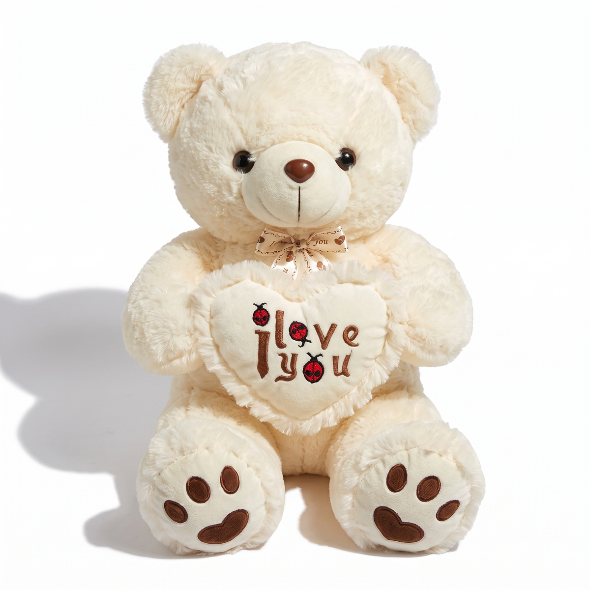 Pluizige witte beer knuffel I Love You