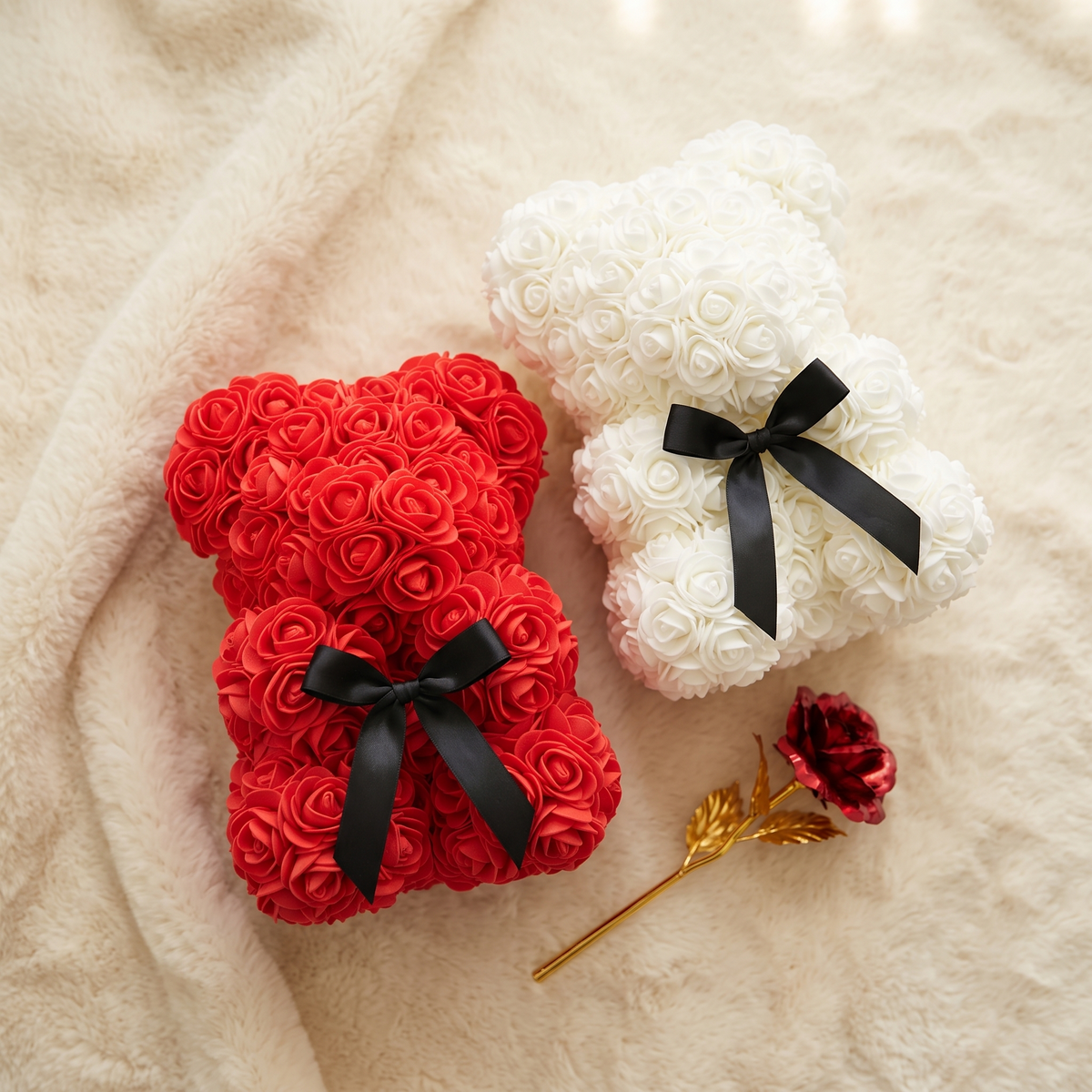 Rozenbeer knuffel met strik Valentijnsdag