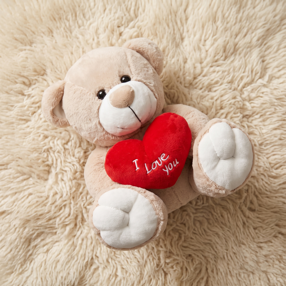 Beer knuffel met hart I Love You - beige 33 cm