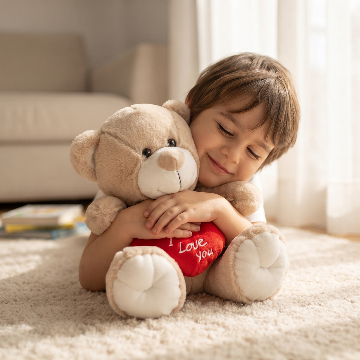 Beer knuffel met hart I Love You - beige 33 cm