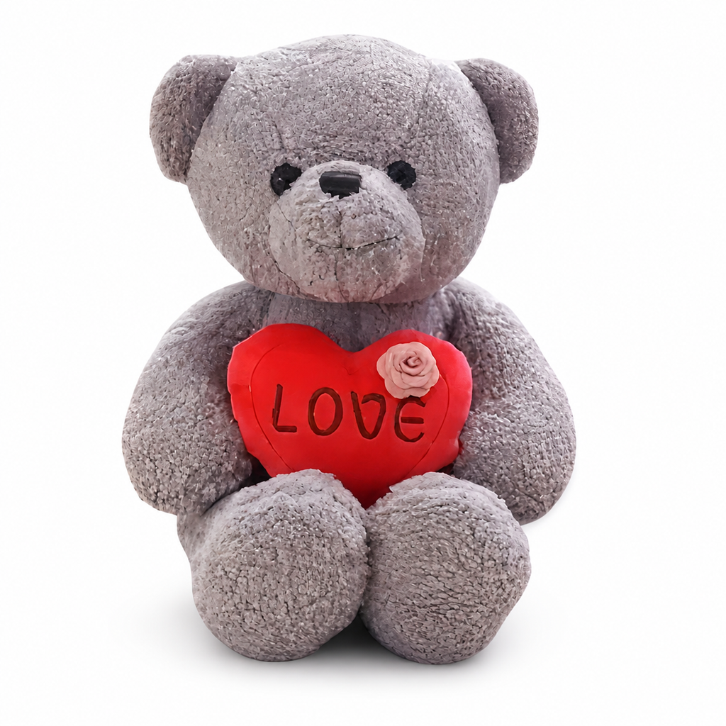 Grijze beertje knuffel met hart Love