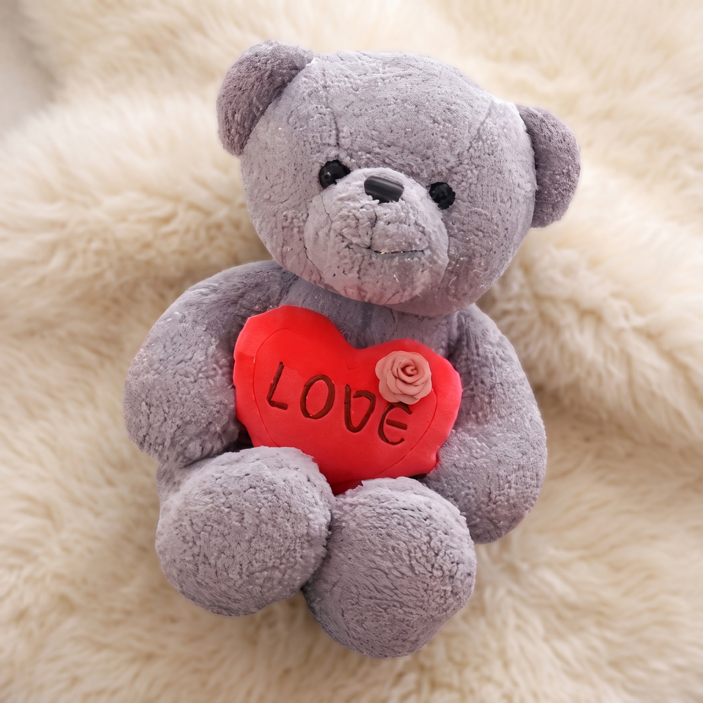 Grijze beertje knuffel met hart Love
