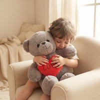 Grijze beertje knuffel met hart Love