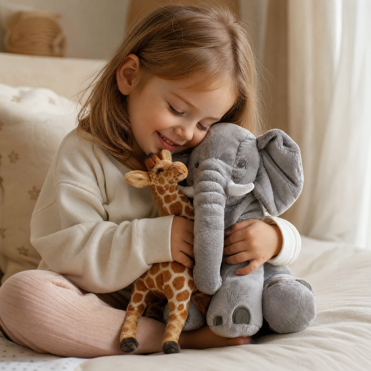 Savanne knuffel set olifant en giraf