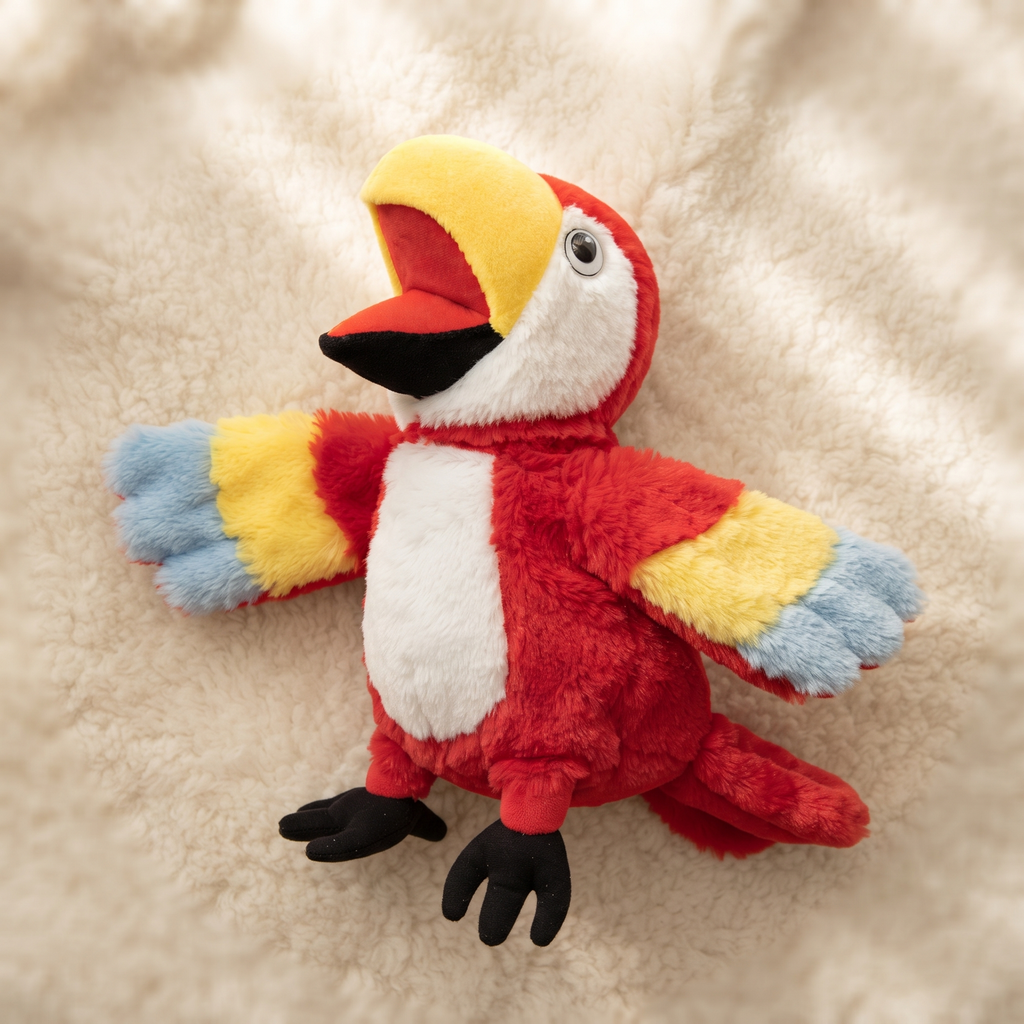 Kleurrijke papegaai handpop knuffel voor kinderen