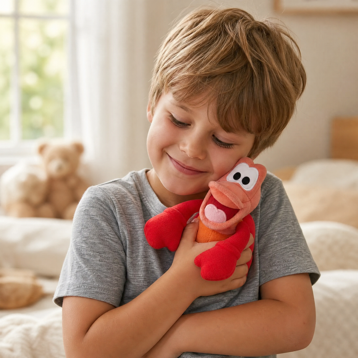 Magnetische schouder knuffel Sebastiaan rode krab