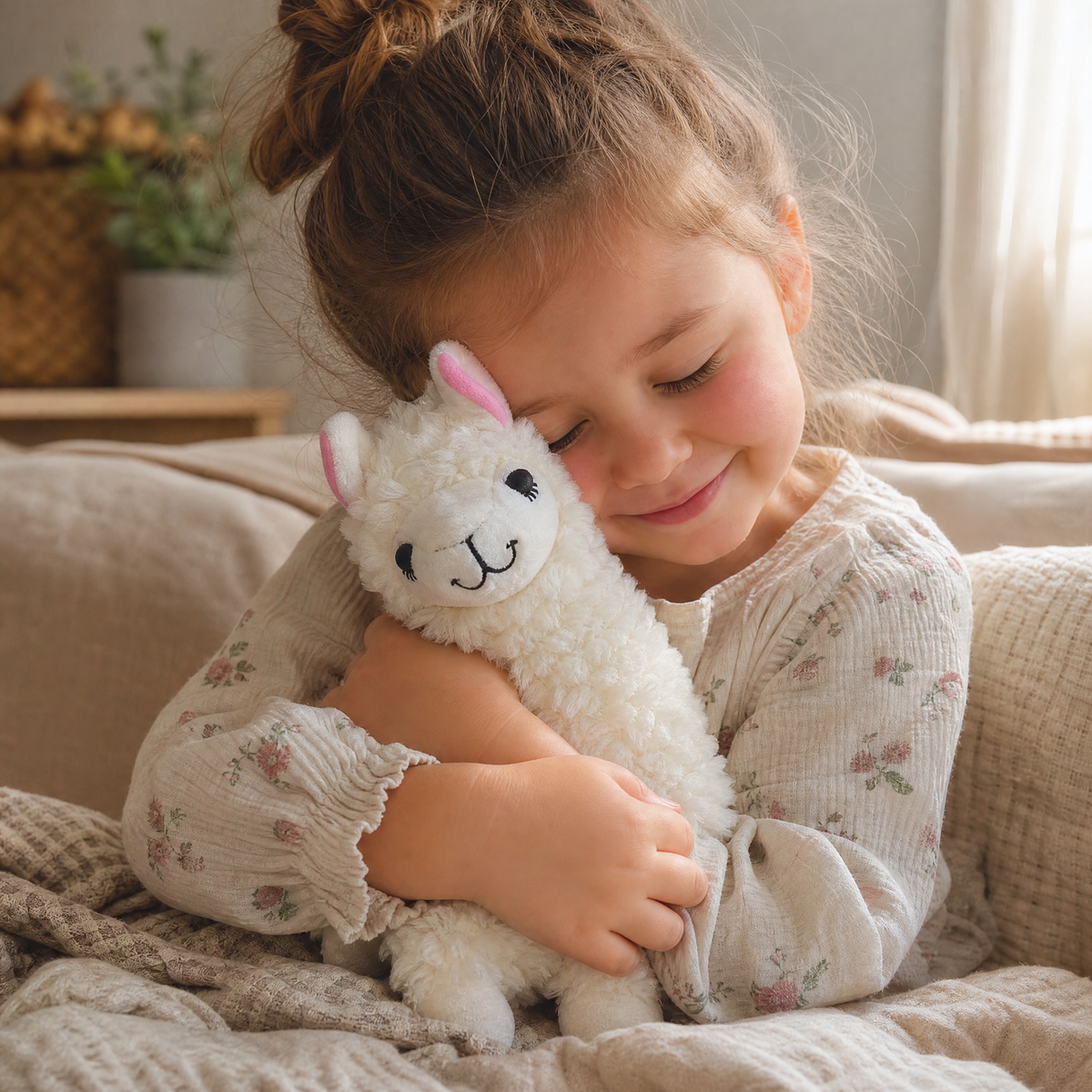 Alpaca knuffel met lange krullende vacht