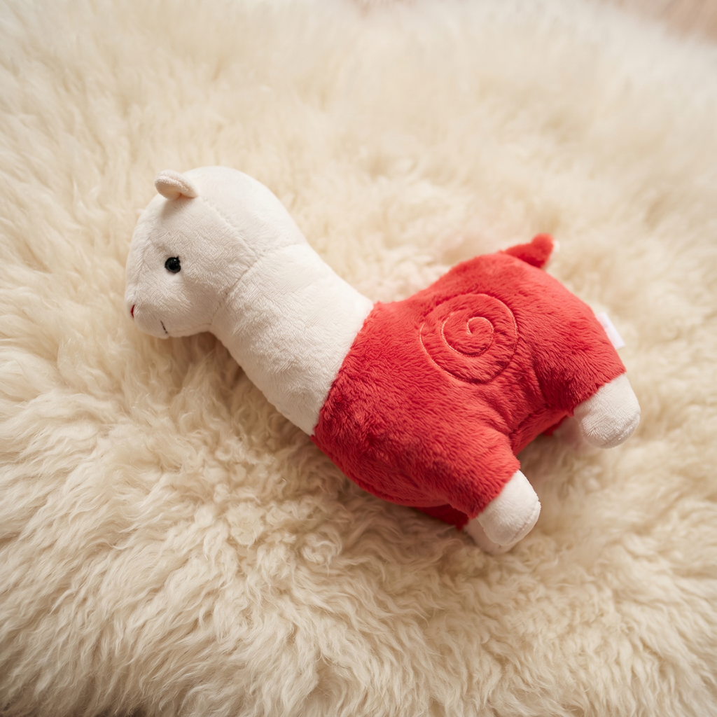 Knuffelige rode alpaca knuffel 28 cm