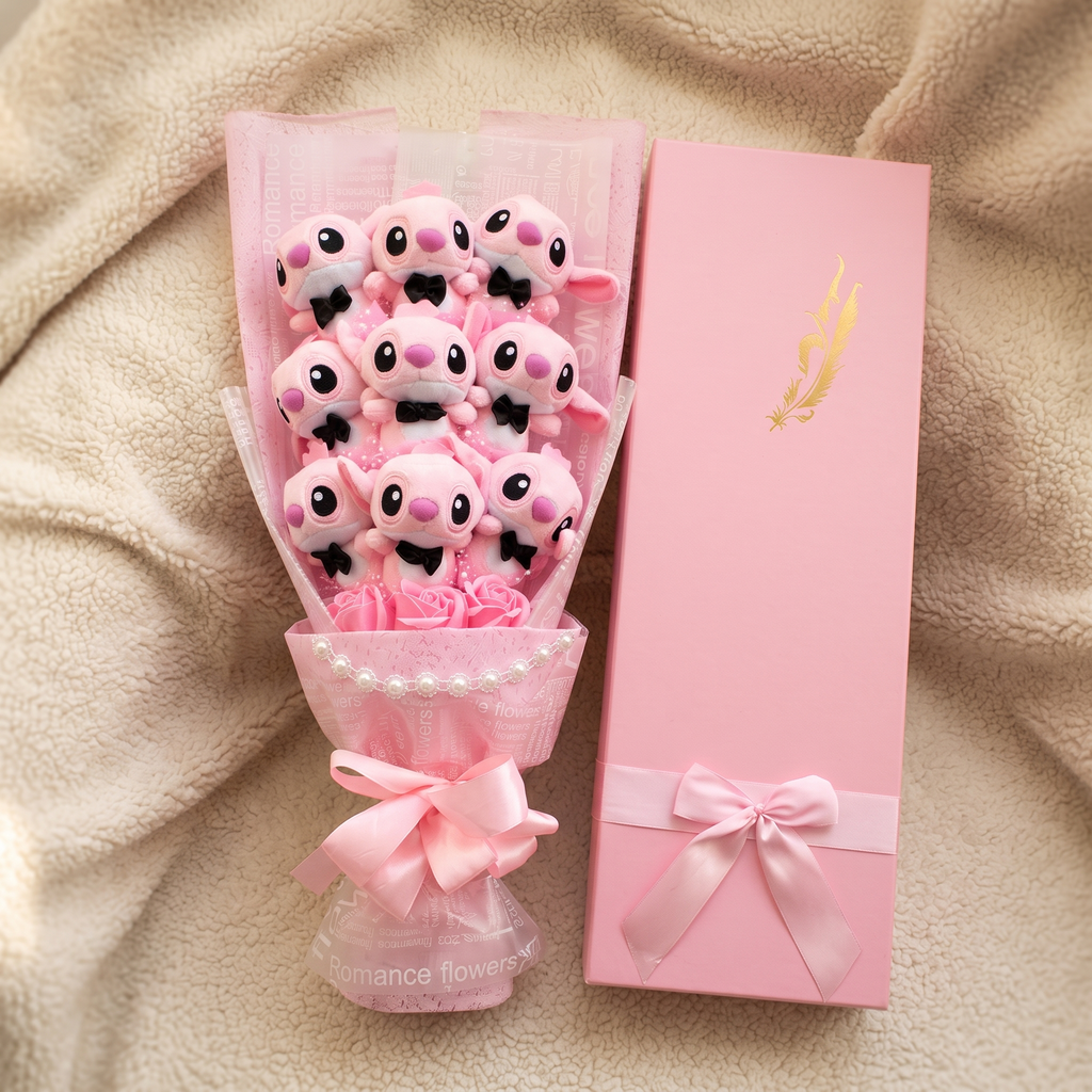 Angel knuffel romantisch boeket 9 stuks
