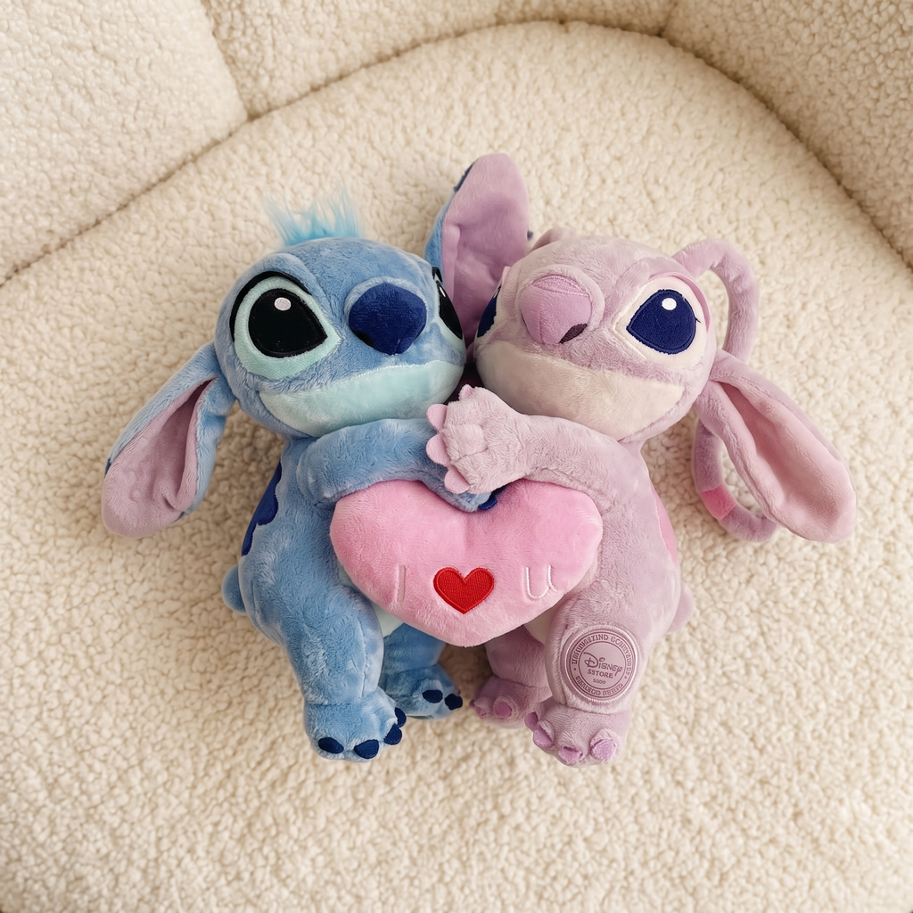 Angel en Stitch knuffel verliefd duo