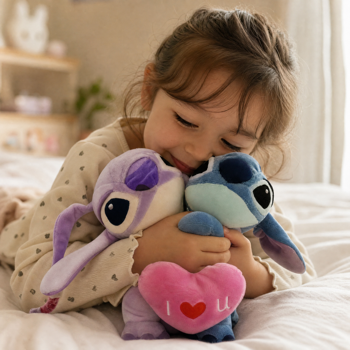 Angel en Stitch knuffel verliefd duo