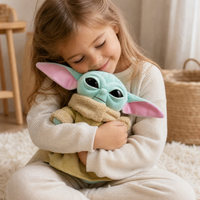 Blauwe Baby Yoda knuffel 34 cm