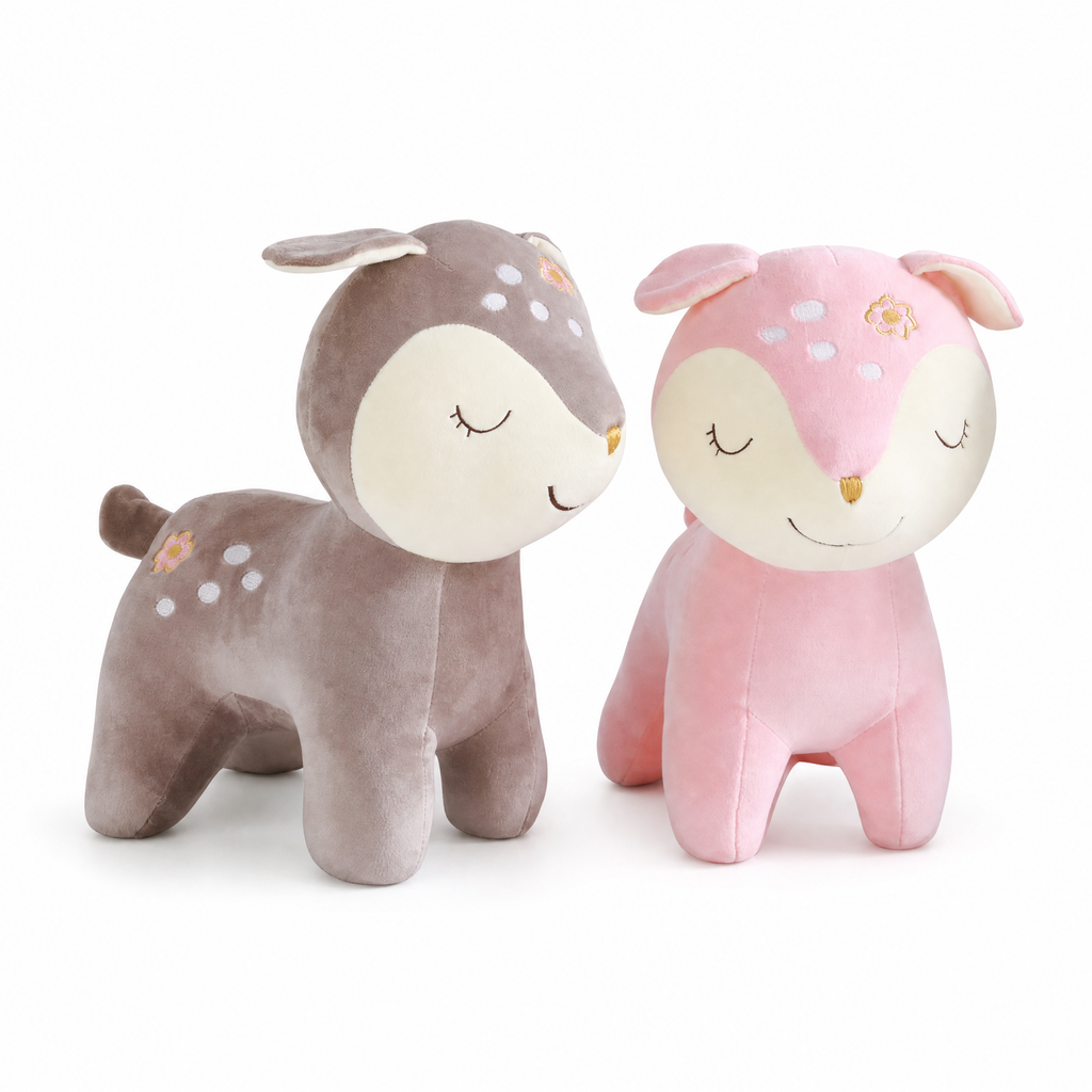 Geruststellende hinde knuffel 28 cm roze of bruin
