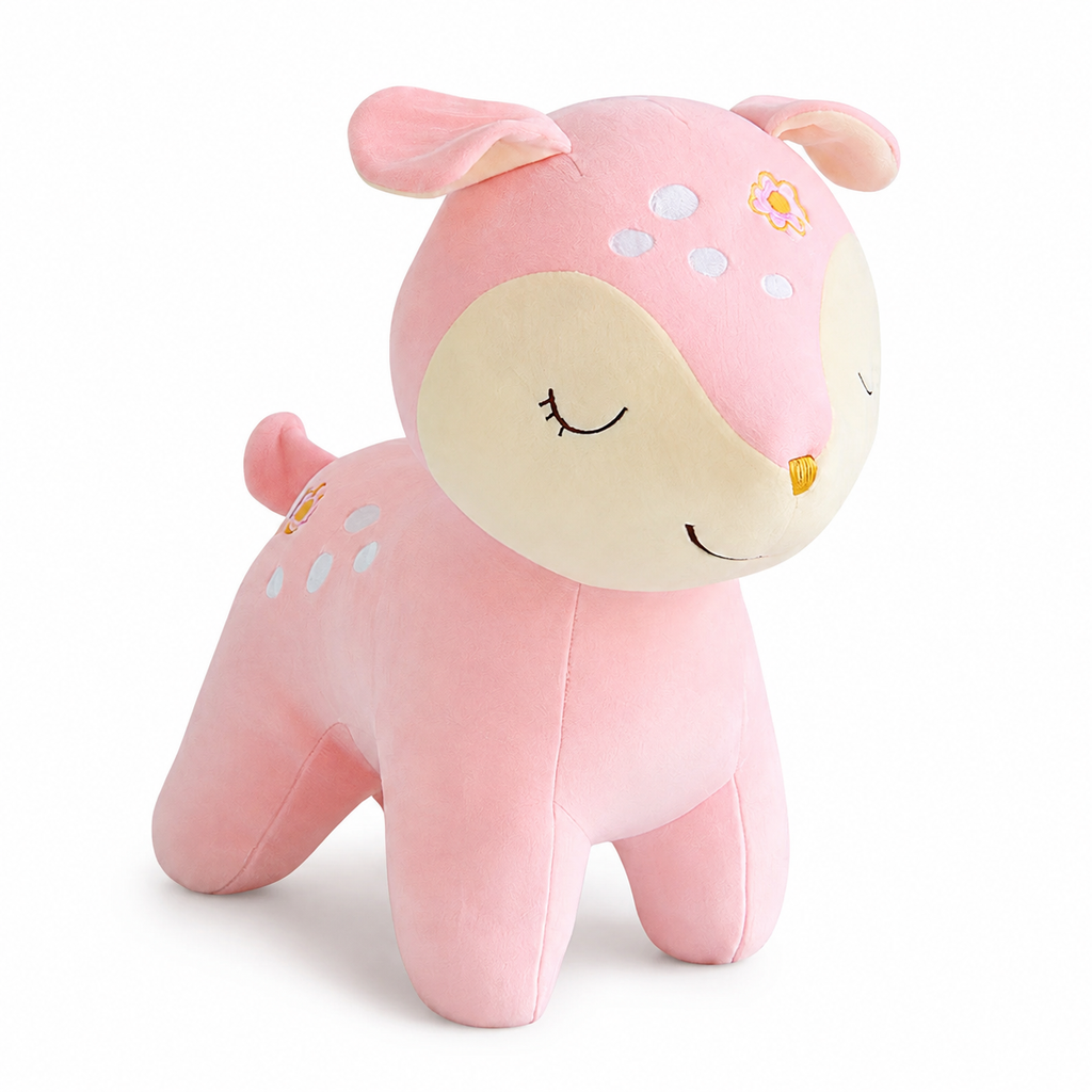 Geruststellende hinde knuffel 28 cm roze of bruin