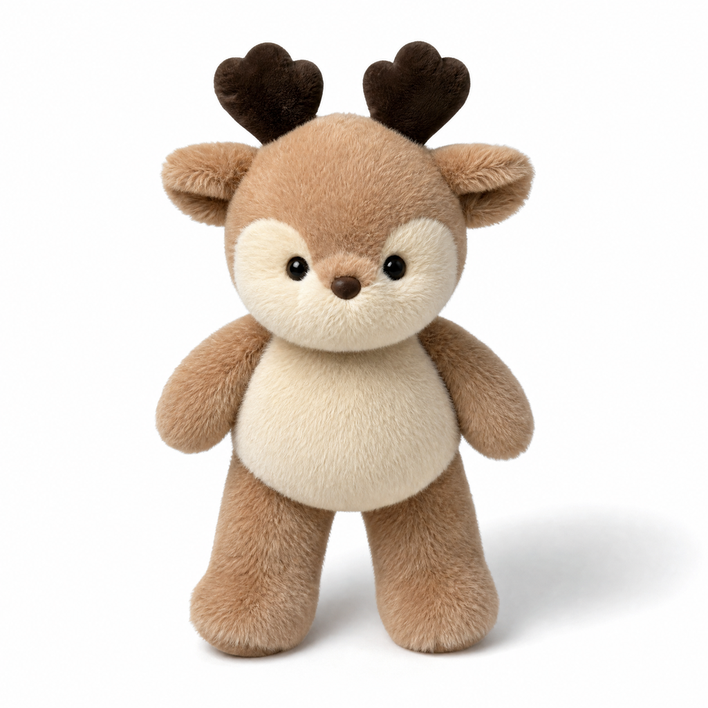 Zachte hert knuffel met bruin gewei