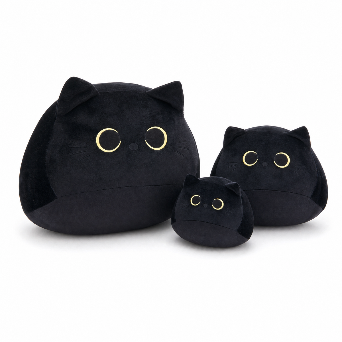 Zwarte kat knuffel met grote ogen