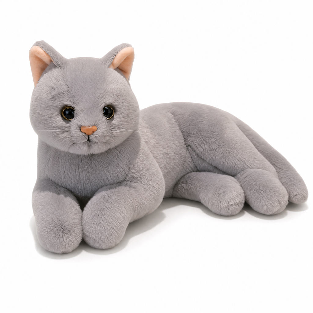 Realistische grijze kat knuffel 30 cm