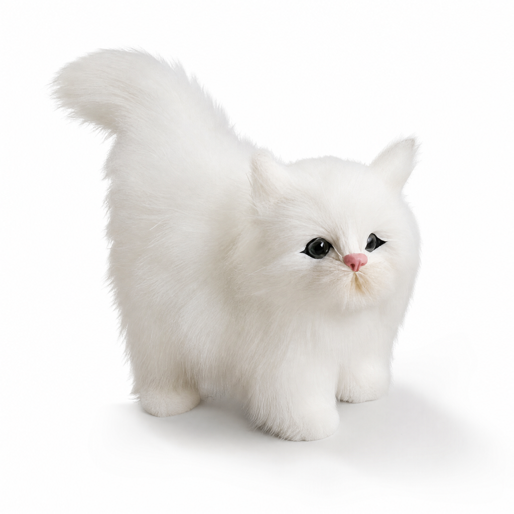 Witte langharige kitten knuffel