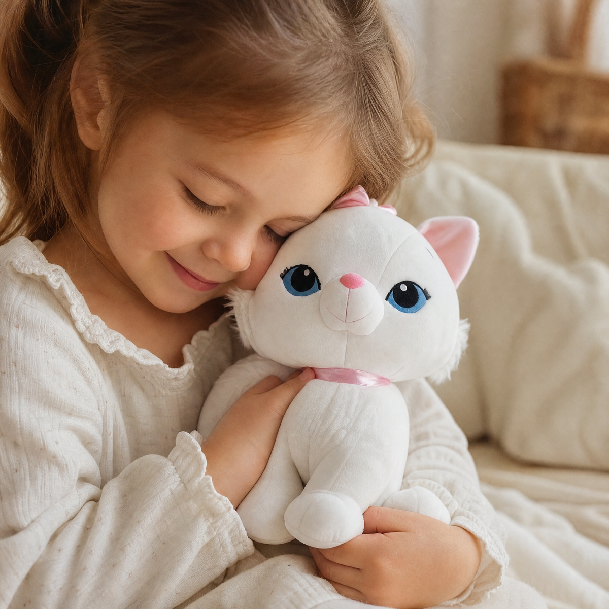Witte kitten knuffel met blauwe ogen