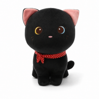 Zwarte kitten knuffel met verschillende ogen