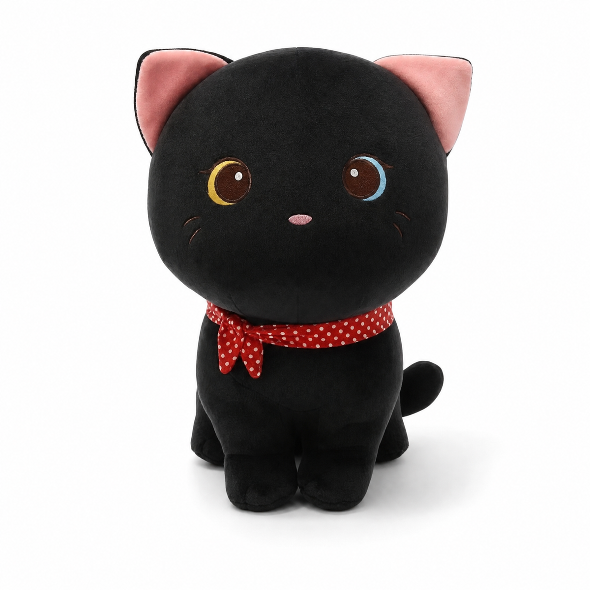 Zwarte kitten knuffel met verschillende ogen