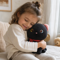 Zwarte kitten knuffel met verschillende ogen
