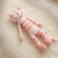 Roze gestreepte kitten knuffel met lange poten